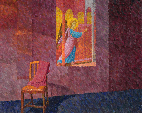 William Wilkins, recent paintings, Studio Painting with Angel, 2022