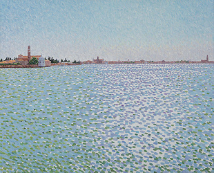 Contemporary pointillism painting, Venice from Murano